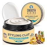 Smooth Viking Hair Clay for Men - Strong Hold Clay Pomade, Matte Finish, Oil-Free, Made in USA, All Hair Types, Natural Scent, Easy Wash Out, Thickening, Nourishing, 2oz