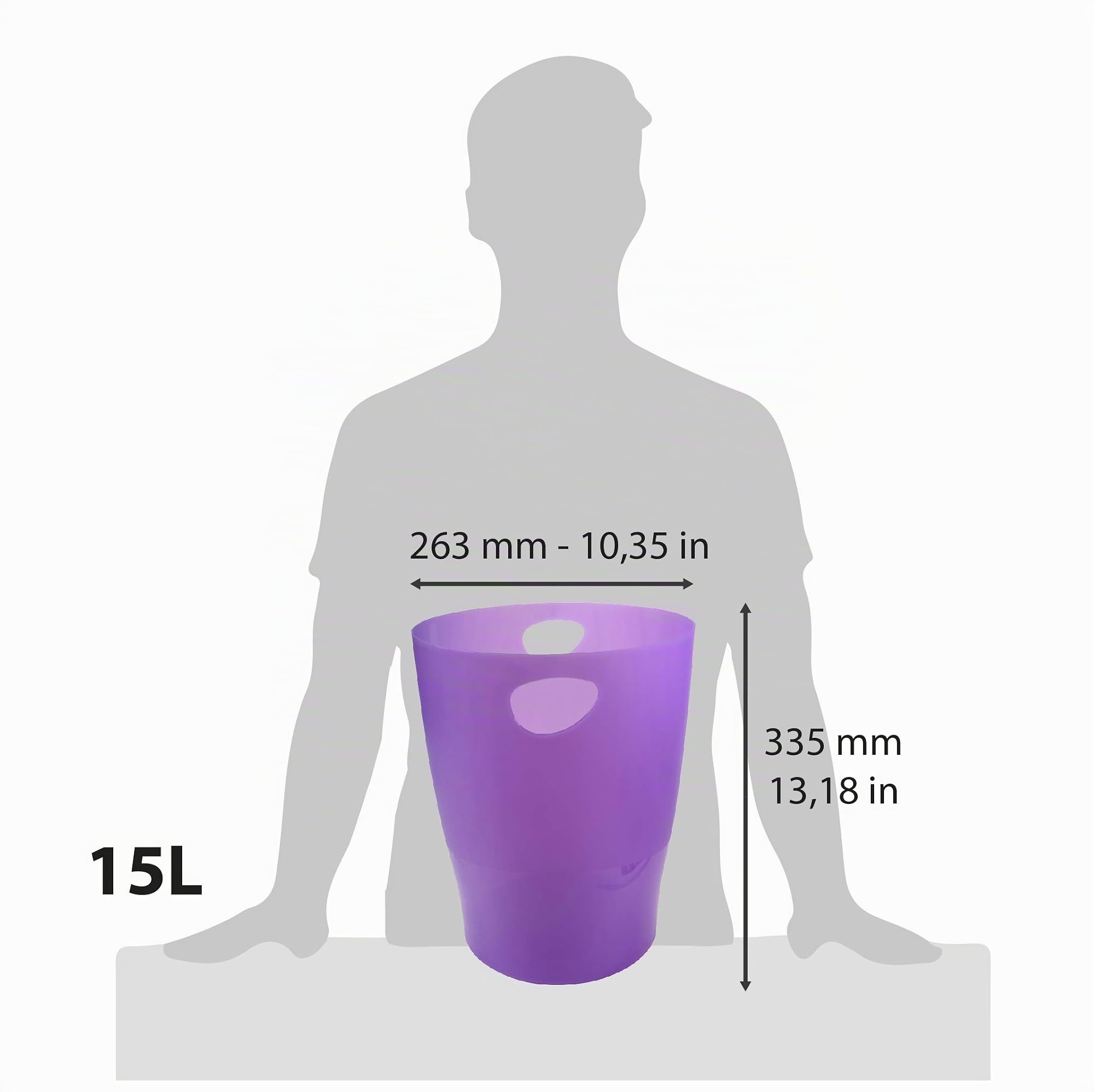 Exacompta 45319D ECOBIN Papierkorbiter mit Griffen. Eleganter und robuster Papierkorb und Mülleimer im modernen Design violett 15 L – Bild 5