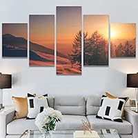 SIGNWIN 5 Panel Canvas Wall Art Setting in The Tree for Home Decorations Ready to Hang - 60