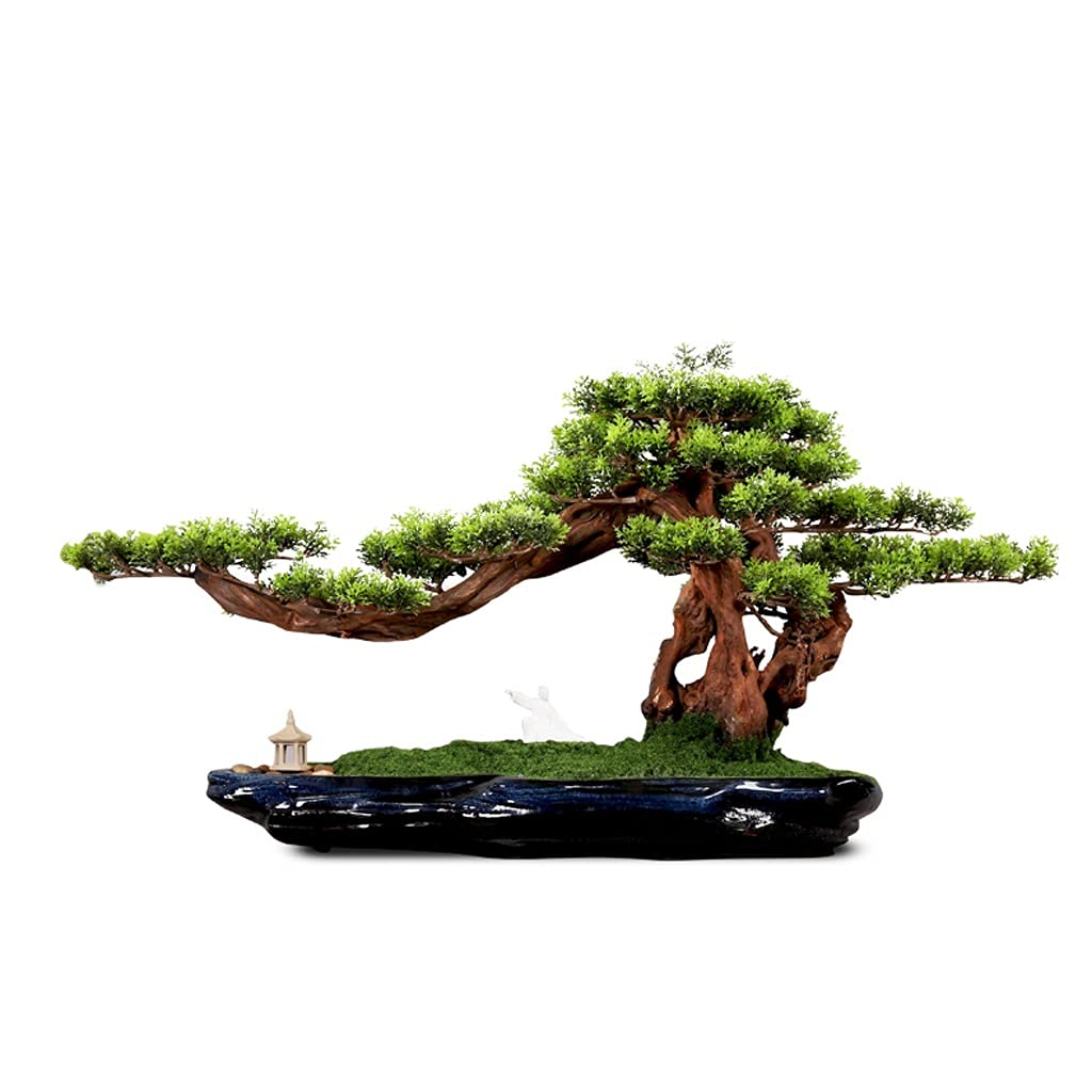 GTHTUHFD Artificial Bonsai Tree Artificial Tree Bonsai Chinese Landscape Simulation Green Plants Pebbles Ceramic Figures Zen Simulation Tree,Gold