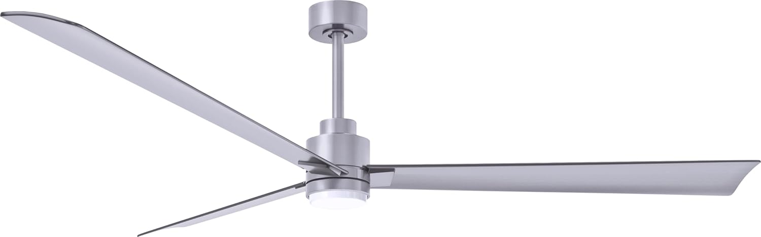 Matthews AKLK-BN-BN-72 Alessandra Indoor/Outdoor Wet Rated 72" Downrod Mount Ceiling Fan with LED Light and Remote, 3 Brushed Nickel ABS Blades, Brushed Nickel