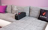 Zinea Mobile Armlehne - Sofa Tisch mit Staufach für Fernbedienungen - Erweiterbar mit Handyhalter, Weinglashalter, Tisch UVM. - Leder - schwarz