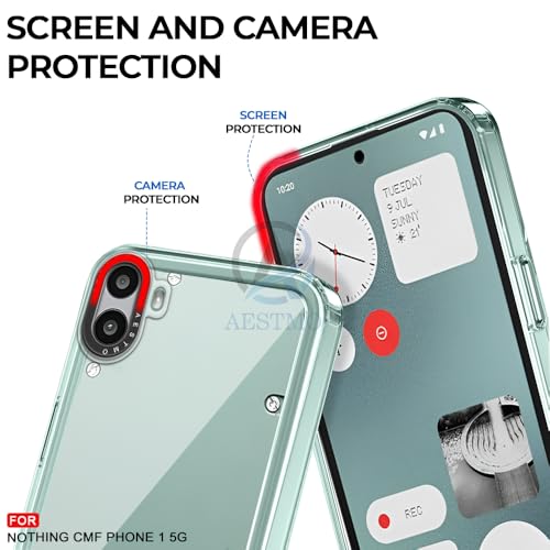 Image of AESTMO Back Cover Case for Nothing CMF Phone 1 | Electroplated Buttons | Stylish Camera Border | Crystal Clear Hard Back Cover Case (TPU & PC, Transparent Bumper)