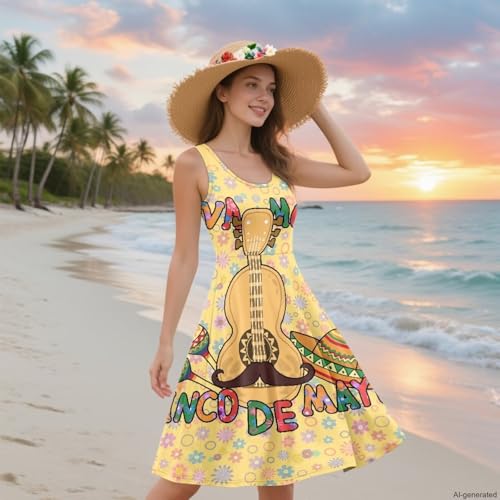 Image of TOADDITDO Womens Summer Sleeveless Tank Dress with 2 Side Pockets XS-4XL Plus Size