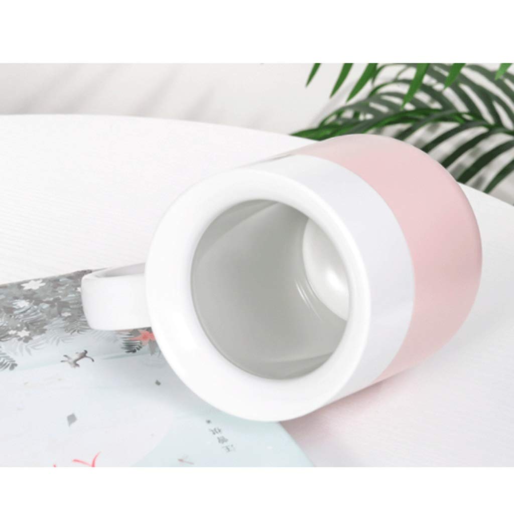 Kaffee-Becher Keramikbecher-Isolierung mit Deckel und Deckelkapazität Becher Glasbuchse Kaffeetasse Wärmedämmung und Anti-Branding-Teetasse 300ml (Color : Pink)