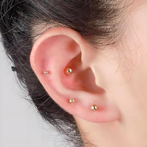 15 Pairs Surgical Steel Ball Stud Earrings Set for Women & Men, 2-6mm, Silver & Gold Plated, Hypoallergenic, 316L Stianless Steel by stino - Image 8