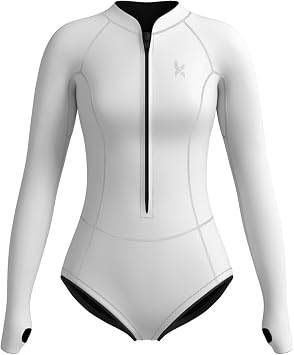 KMT Wetsuit for Women 2mm Long Sleeve Shorty Wet Suits | Neoprene Front Zipper Wetsuits Springsuit Surf-wear Surfing Diving Swimming Kayaking One Piece