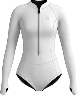 KMT Wetsuit for Women, Womens Long Sleeve Shorty Wet Suits 2mm Front Zipper Springsuit Surfing Surf-wear Diving Swimming Scuba One Piece