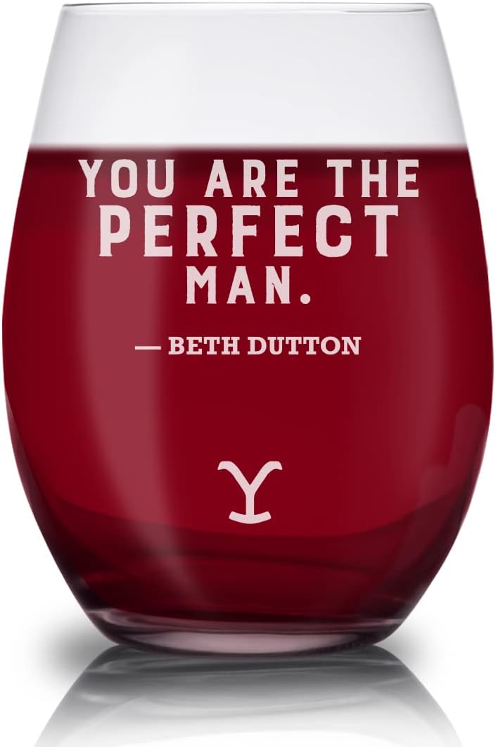 PARAMOUNT NETWORK Yellowstone You Are Perfect Beth and Rip Laser Engraved Stemless Wine Glass - Set of 2
