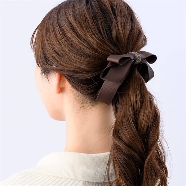 バナナクリップ　Swarovski ブラウンリボンヘアクリップ バナナクリップ Swarovski ブラウンリボンヘアクリップ 楽天市場】滑り