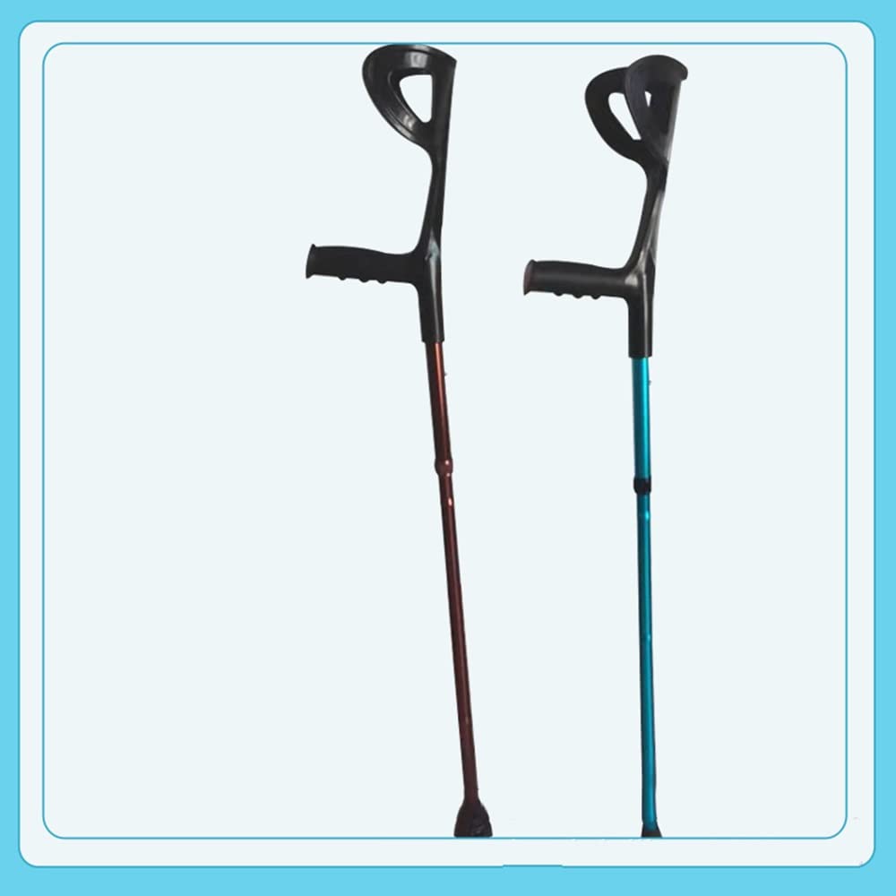 Muletas De Antebrazo Ajustables, Bastón para Caminar, Muletas Ergonómicas De Codo, Cuatro Pliegues, Palo De Axila para Adultos con Almohadillas De Mango, Azul/marrón