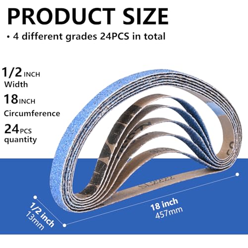 UMXIUO 32 Stück Schleifbänder 13 x 457 mm Schleifband Körnung 40/60/80/120 für Bandschleifer