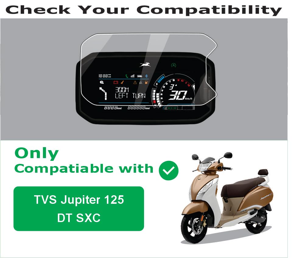 Image of OHAYO Screen Protector for TVS Jupiter 125 DT SXC 2025 TFT Digital Meter Display | 9H Hardness Military Tough Flexible Film | Scratch Resistant HD Clear Full Coverage | Easy Install | Not Tempered Glass