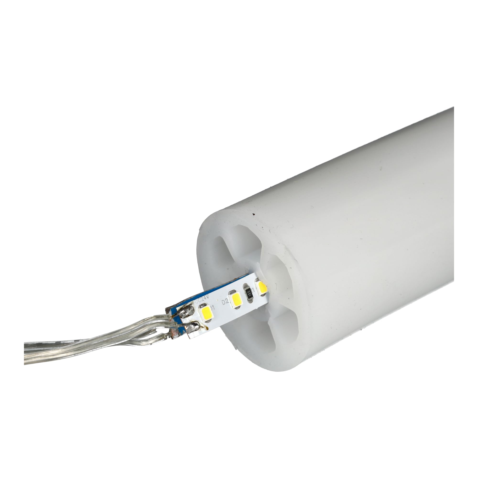 JANDEI - Flexibles Silikonprofil, 1 m, für die Installation von LED-Streifen im Innen- und Außenbereich, IP67, runde Form, 40 mm, einfache Installation (rundes Silikonprofil, weiß, 1m)