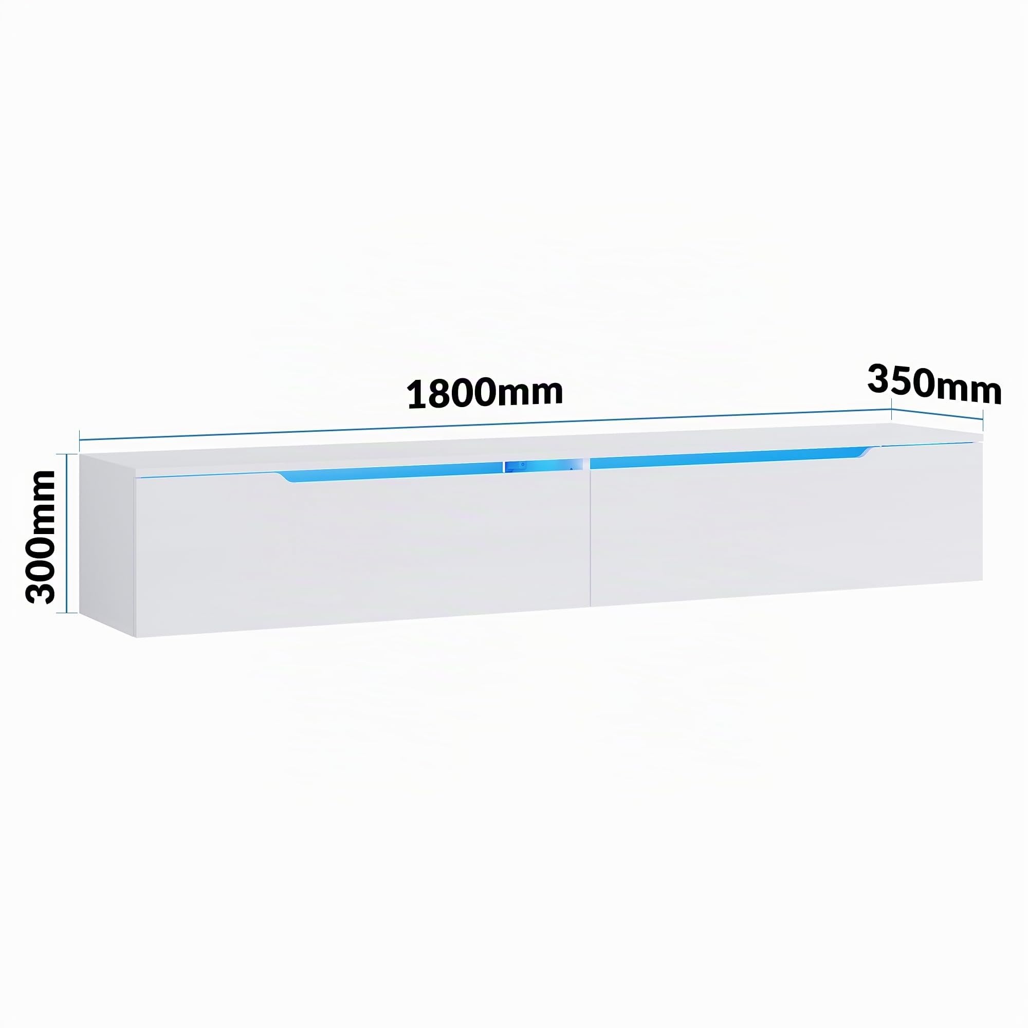 SONNI Mueble TV con Luz LED Regulables de 12 Colores,Mueble de Salón Blanco 180x35x30cm