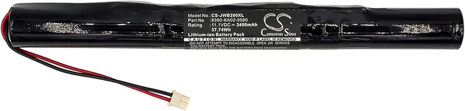 Cameron Sino Battery for Jawbone Big Jambox, J2011-02-US, J2011-03-US PN:Jawbone 8390-KA02-0580, J200/ICR18650F1L 3400mAh / 37.74Wh
