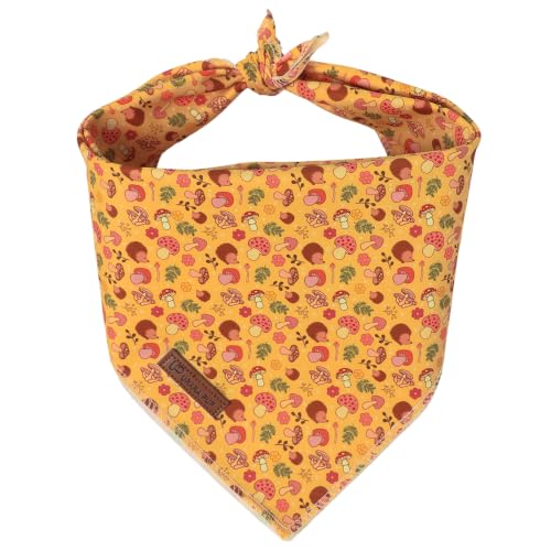Fall Dog Bandana, UP URARA PUP Puppy Bandana for Small,Medium Dog, Hedgehog Mushroom Cotton Triangle Bid Scarf Dog, Pet Kerchief for Girl Boy Dogs or Cats, Fancy Fall Classic Dog Bid Scarf