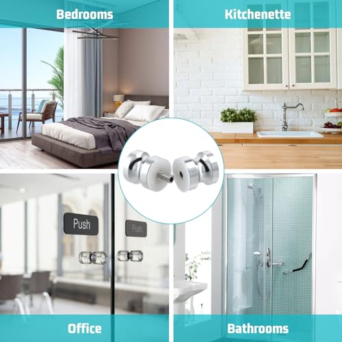Dokeno 1 Stück Duschtürknopf Duschtürgriffe Beidseitig Aluminiumlegierung Duschtürgriffe Duschkabine Griff Chrom Dusche Türknopf, Glastür Griff Geeignet für Bad Küche Büro (30mm)