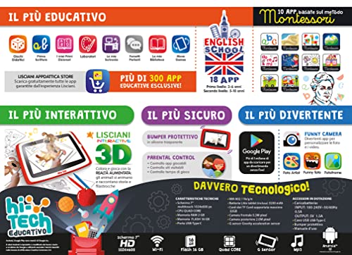 Image of Lisciani -Mio Tab 7 Inch Evolution 2022, Children 6-12 Years Old, Memory 16 GB, Autonomous, Sensory Skills, Hand Eye Coordination, Multicoloured, 97005