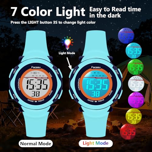 Image of Kids Digital Watch for Girls Boys,Children's Waterproof Colorful Light UP Outdoor Sport Watch with Stopwatch Alarm-Kids Gifts for Girls Boys