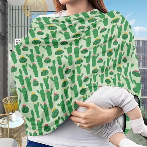 Image of Cactus Car Seat Canopy Cover Dust Cover Sun-Proof Windproof Stroller Canopy Covers Privacy Protection Stretchy Breastfeeding Scarf Nursing Breastfeeding Covers