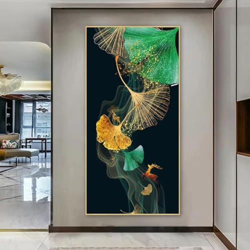 Impression sur toile moderne ginkgo et feuille d'or