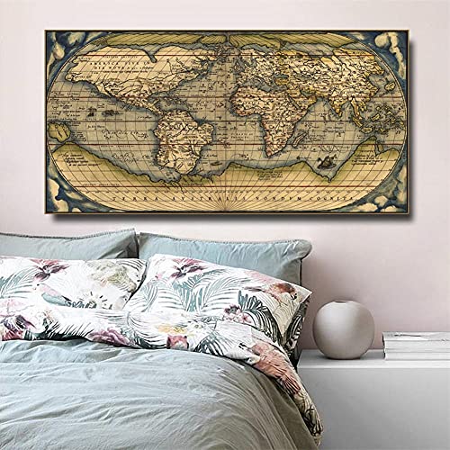 Diamant Peinture Complète Carte du Monde Rétro Grand Format 80x220cm pour Adultes - 2