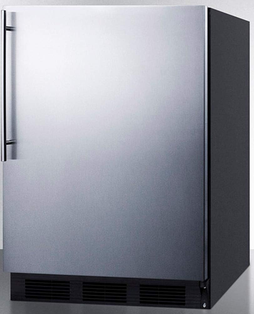 Summit Appliance AL752BKSSHV Freestanding ADA Compliant 24" Wide 5.5 Cu.Ft. All-Refrigerator for General Purpose Use with Auto Defrost, Stainless Steel Door, Thin Handle and Black Cabinet