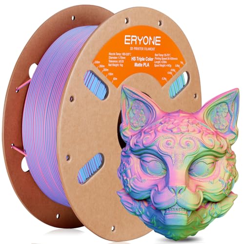 Image of ERYONE Matte Tri Color PLA Filament 3D Printer 1.75mm + /- 0.03mm, Multicolor Filament Tricolor PLA 1KG(2.2lbs) Cardboard Spool, Pink & Green & Blue