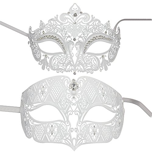 Image of Coddsmz Couples Venetian Masquerade Mask Set Luxury Style Princess Party Mask for Couples Women and Men Mardi Gras Masks