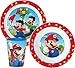 Little Flight Super Mario Kit Pappa Scuola Set Pappa Mare Piatto,Bicchiere E Ciotola in PLASTICA Riutilizzabile Riutilizzabile Rigida per MICRONDE Supermario (1 Piatto,1 Tazza,1 Ciotola)
