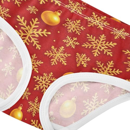 Joisal Cotton Girls Underwear Toddlers Gold Snowflakes Christmas Red Panties Little Girl Flower Briefs Undies Kids 2t4