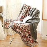 UKELER Flannel Sherpa Throws 60'' x 50', Cute Floral Design Soft Plush Flannel Blanket Throws for Be