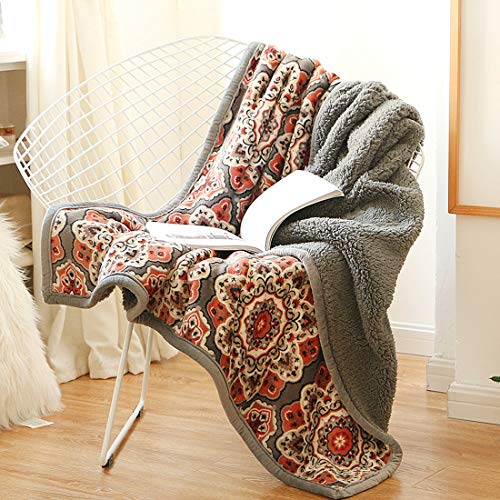 Ukeler Flannel Sherpa Throws 60'' X 50', Cute Floral Design Soft Plush Flannel Blanket Throws For Bed/Couch/Sofa/Office/Camping #TOP4