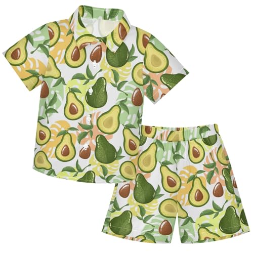 Image of visesunny Funny Boy's 2 Pieces Shirt and Short Set Casual Shirts Short Sleeve Beach Shorts Summer Outfits for 3-10 Years Kids