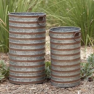 Deco 79 metal indoor outdoor planter large planter pot with handles set of 2 planters 20 16h gray  urban country home decor