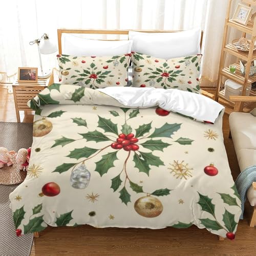 Parure de lit Noël 260x220cm avec fermeture éclair robuste en microfibre légère - 3