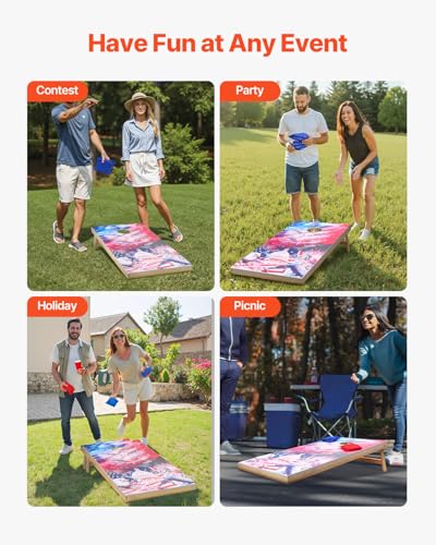 VEVOR Cornhole Set, 4x2 ft Corn Hole Game Boards, Solid Wood Portable Toss Board, Indoor and Outdoor Cornhole Play for Adults, Include 8 Bean Bags and Carrying Case, for Yard, Backyard, Beach, Camping - Image 5