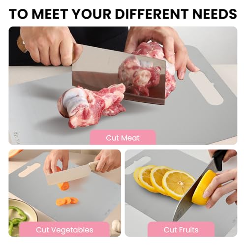 Titanium Chopping Boards for Kitchens 2 PCS - Titanium Cutting Board with Kitchen Sponge and Peeler, Upgrade Multifunctional Stainless Steel Cutting Board Double-Sided Food Grade Yamato - Image 4