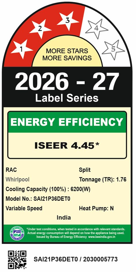 Image of Whirlpool 2 Ton 3 Star, New star rated, 3D cool Inverter Split AC (3D Cool 20T 3S INV EXP S6M3PP0, Copper, Convertible 4-in-1 Cooling Mode, HD Filter White)