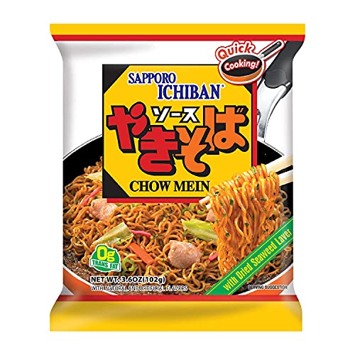 [Sapporo Ichiban] Yakisoba, No.1 Tasting Instant Japanese Fried Noodles, Delicious Chow Mein (3.6 Oz. X 24 Packs) | 24 Pack Case #TOP1