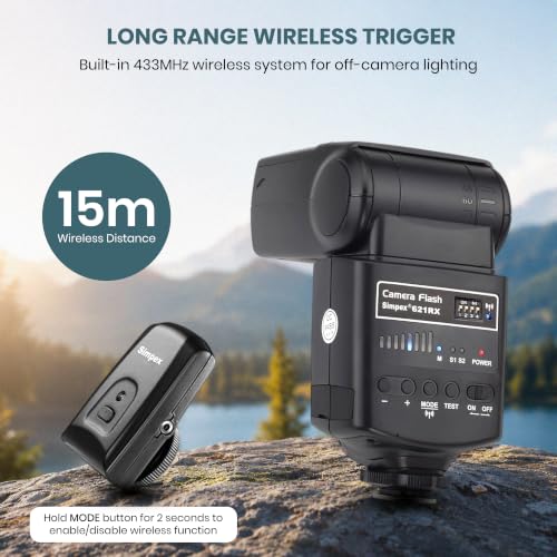 Image of Simpex 621RX Universal Electronic Flash Speedlite with In-Built Wireless Trigger | DSLR Camera Flash for Canon, Nikon, Pentax & Olympus | Standard Hot Shoe Mount | Adjustable Flash Output | High-Speed