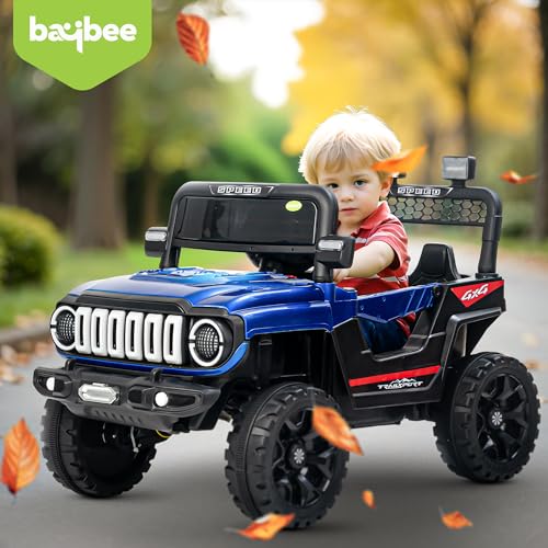 Image of Baybee 4x4 Battery Operated Jeep for Kids, Ride on Toy Baby Car with LED RGB Light & Music, Rechargeable Electric Jeep, Big Battery Car for Kids (Turbo Trek, Turbo Trek Blue)