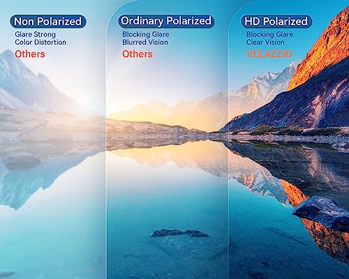 Velazzio Polarized Sunglasses For Men Women Uv400 Protection Unisex Sunglasses Ultralight Frame For Driving Cycling Golf Fishing Sailing, Clear Frame Blue Lens #TOP1