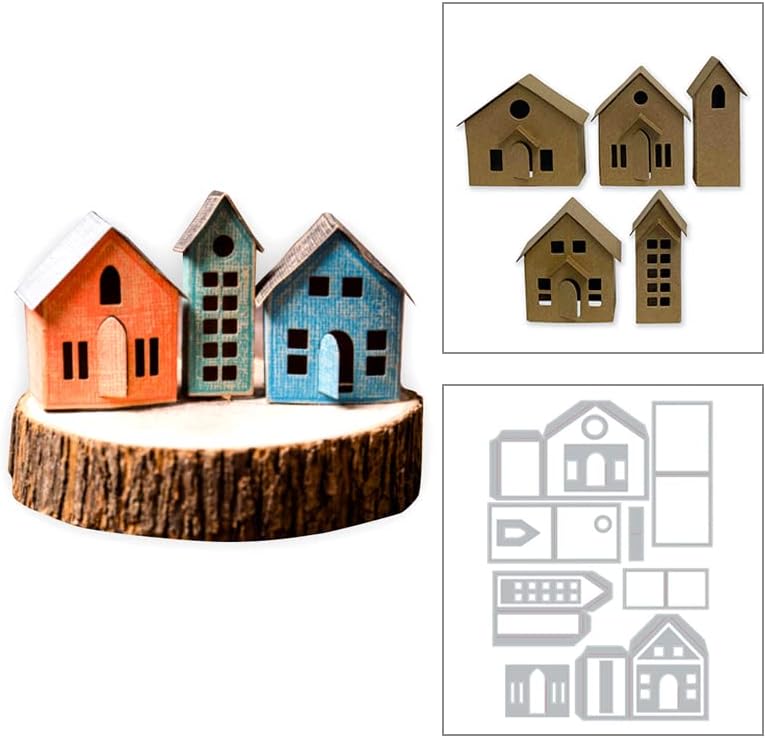 Miniatura 4 de Troqueles de metal hechos a mano en 3D, troqueles de corte de puerta de casa de Navidad, plantillas de corte de troqueles para álbumes de recortes,