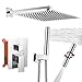 BESy Shower System with 12 Inch Rain Shower Head and Handheld Wall Mounted, High Pressure Rainfall Shower Faucet Fixture Combo Set with 2 in 1 Handheld Showerhead for Bathroom, Polished Chrome
