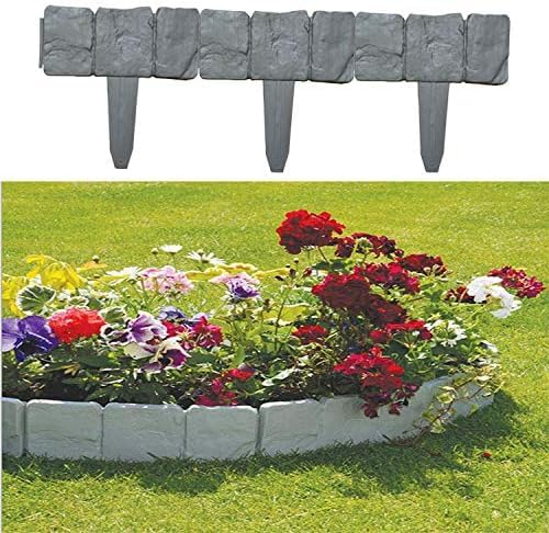 MEETOZ Garden PP Fence Edging - 10Pcs Home Garden Border Plastic Stone Edging for Lawn Yard, Flower Plant Bed, DIY Landscape Decoration - Image 4