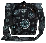 GURU SHOP Sadhu Bag, Goa Tasche, Schulterbeutel - Schwarz, Unisex - Erwachsene, 35x35x25 cm