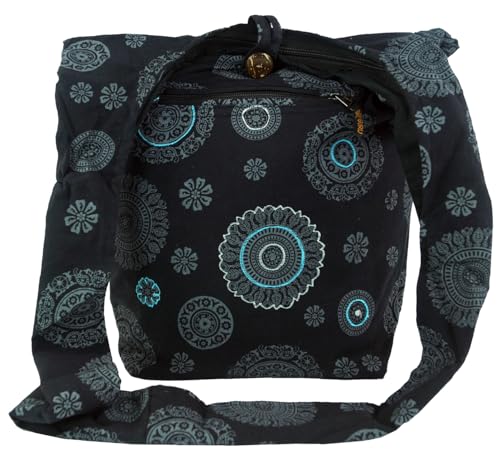 GURU SHOP Sadhu Bag, Goa Tasche, Schulterbeutel - Schwarz, Unisex - Erwachsene, 35x35x25 cm