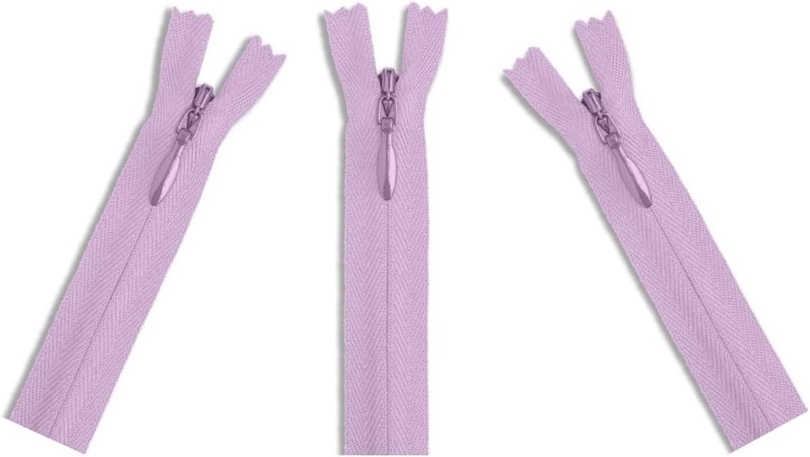 Invisible (Conceal) YKK Zippers - Perfect for Clothes, Crafts & Sewing Projects - Color: Lavender #553 - Choose Your Length - Made in The United States (3 Zippers Per Pack) (16" Inches)